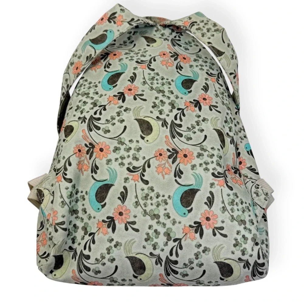 Dakine Cosmo 6.5L Mini Backpack Green Bird Floral Print Travel Bag Embroidered